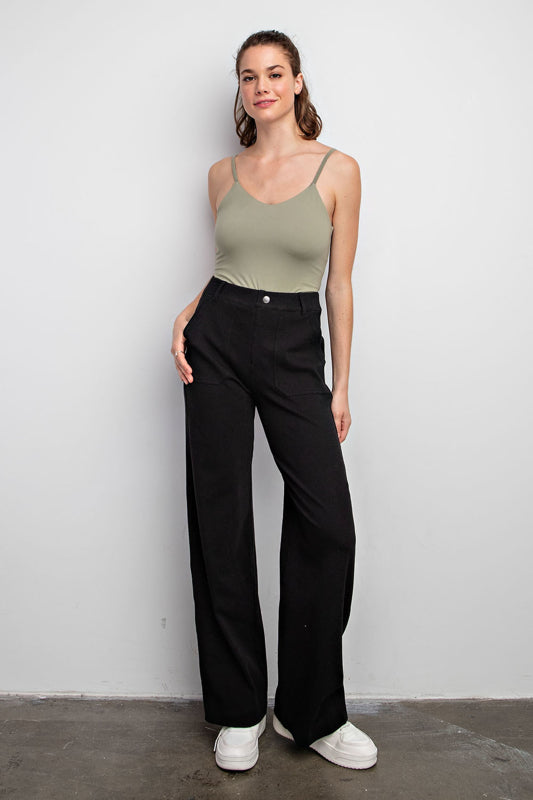 Cotton Twill Wide Leg Pants